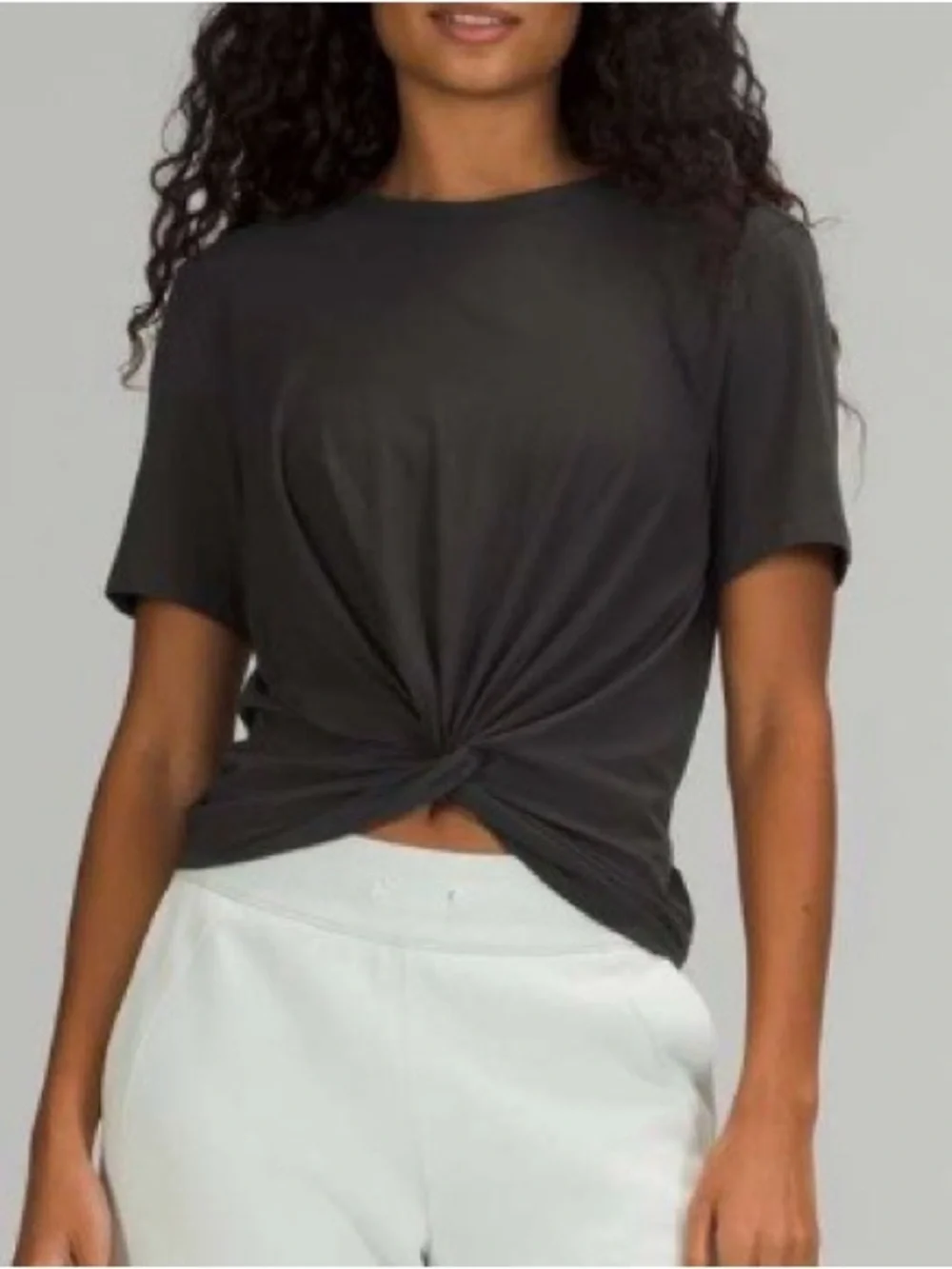 Lululemon Crescent Pima Cotton Twist Front Tee Black M/L